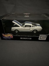 Hot Wheels 1966 Shelby GT-350 Mustang Muscle Car White/ Blue Stripes 1:43 Scale