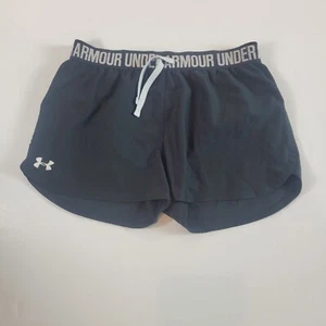 Under Armour girls Shorts black Logo band YXL XL - Picture 1 of 5