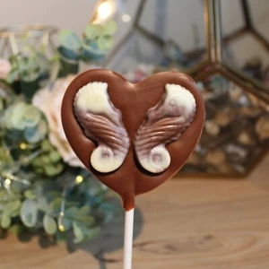 Belgian Chocolate Heart Lollies. Handmade Chocolate Gift. - Picture 1 of 1