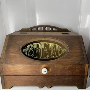 Caja de pan de madera vintage ventana de vidrio rústica granja campo encanto cocina decoración  - Imagen 1 de 16