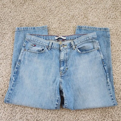 Jeans feminino Tommy Hilfiger tamanho 12 namorado lavagem leve cropped - Imagem 1 de 4