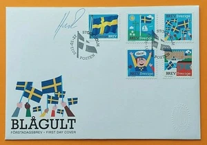 Suecia 2011 Scott 2653 - 2654 Bandera Nacional FDC firmado por Henrik Karlsson - Imagen 1 de 1