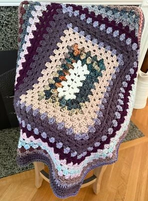 Crochet Granny Rectangle Blanket Afghan Wrap Bulky Chunky Wheelchair 39"x 31" - Image 1 of 3