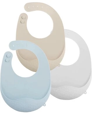 Baberos de bebé de silicona PandaEar 3 ok con bolsillo para alimentos  Foto 1 de 4