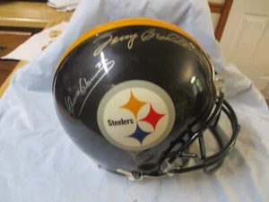 CASCO DE FÚTBOL DE TAMAÑO COMPLETO AUTOGRAFIADO POR TERRY BRADSHAW Y FRANCO HARRIS - Imagen 1 de 7