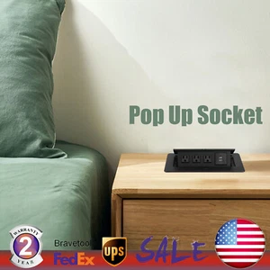 Pop Up Steckdose versteckt 3 Steckdosen 2 USB Ports Arbeitsplatte Böden Einbausteckdose - Bild 1 von 12