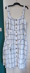 Cotton Sleeveless Long Button Up Dress Pockets,belt Uk 24