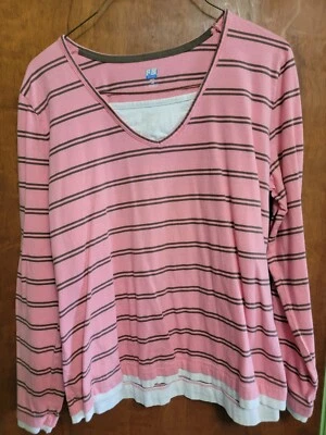 SJB Active Large Petite White & Pink Top Long Sleeve  - Image 1 of 4