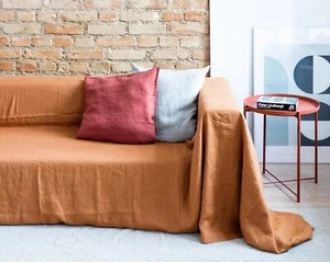 Cotton Sofa Couch Cover Stonewashed Slipcover Loveseat Cover Custom Size Cover - Picture 1 of 2