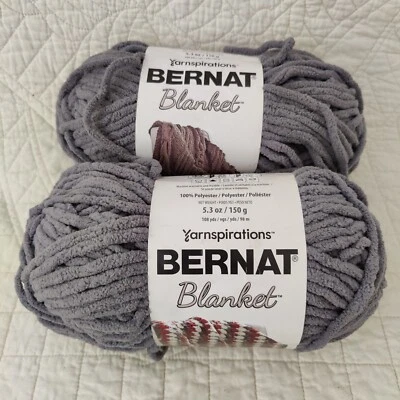 Lot of 2 Dark Grey 00044 Bernat Blanket #6 Super Bulky Yarn 10.5oz Skeins - Image 1 of 4