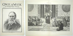 1891 Once A Week Newspaper Uncut NY James Lowell Engraving Benjamin Constant - Picture 1 of 10
