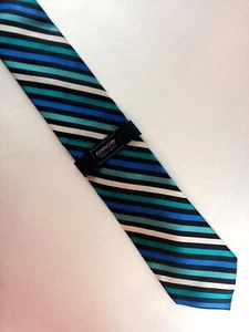 Arrow Woven " Chally Stripe " Aqua 100% Silk Necktie MSRP $36 - Picture 1 of 3