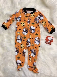 Peanuts Snoopy Vampiro Halloween Bebé Unisex Pies Dormir Recién Nacido, 0-3, 3-6 Nuevo con Etiquetas - Imagen 1 de 2