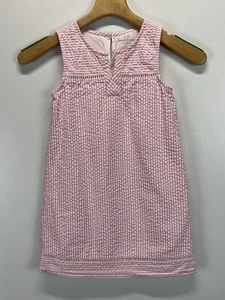 Vineyard Vines Hibiscus Seersucker Shift Dress Sz 7 GUC Girls Pink White beach - Picture 1 of 6