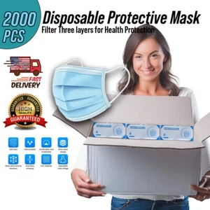 2000 piezas - Mascarilla facial desechable a granel al por mayor (40 paquetes) - 3 capas taza de polvo - Imagen 1 de 10