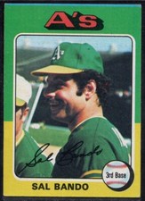 1975 Topps Baseball Card #380 Sal Bando Oakland A's VG-EX+ *eb