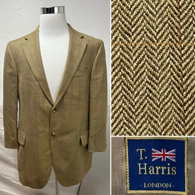 Chaqueta Blazer Abrigo Deportivo T. Harris Para Hombre 44R Marrón Tostado Espiga Lana a Cuadros Foto 1 de 4