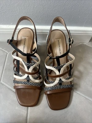 Sandalias Antonio Melani con tiras de cuero con cordones punta abierta talla 8 Foto 1 de 4