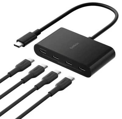 Authentic Belkin USB-C to 4-Port USB-C Hub 2x Faster  (AVC018btBK) New - Image 1 of 4