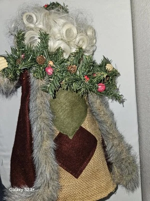 17 Inch Vintage Red Velvet Santa Claus 🧑‍🎄Christmas Tree 🎄 Topper 90s Premier - Image 1 of 4