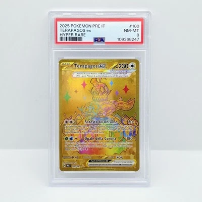 CARTA POKÉMON TERAPAGOS EX 180/131 - 2025 - EVOLUZIONI PRISMATICHE - ITA - PSA 8 - Immagine 1 di 4