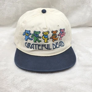 Grateful Dead Hat Cap Mens Strap Back White Blue Folk Rock Hippie Music Outdoors - Picture 1 of 9