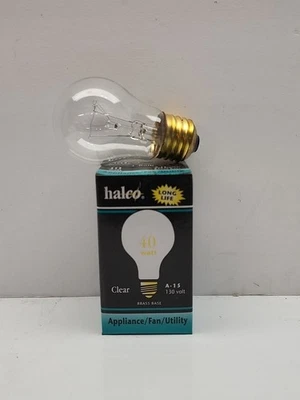40 Watt A15 Clear Appliance Fan LONG LIFE LIGHT BULBS Halco #6017 - Image 1 of 2