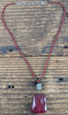 Natural Ruby Pyrite Sterling Silver 925 Beaded 17" Necklace - Image 1 of 4