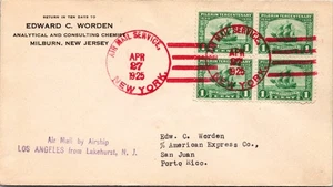 1925 USA ZR3 USS Los Angeles Airship Cover Milburn NJ to San Juan Puerto Rico - Picture 1 of 2