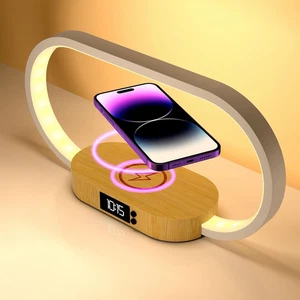 Lampada Da Comodino Con Caricabatterie Wireless Veloce, Lampada Da Camera Da Let - Foto 1 di 12
