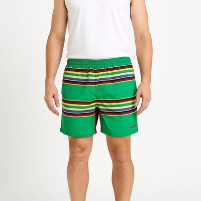 Baús de natação masculinos vintage Ralph Lauren polo esporte vermelho verde listra amarela tamanho GG - Imagem 1 de 4