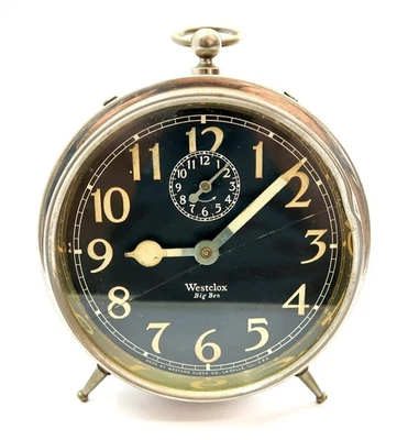Antiguo Reloj Despertador WESTCLOX BIG BEN Tipo 1A con Patas Clavija Años 20 VENDIDO COMO ESTÁ Foto 1 de 4