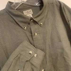 L.L. Bean Flannel Button Down Shirt Green Plaid Long Sleeve Cotton Men’s XXL - Picture 1 of 7