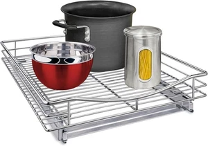 LYNK Professional Pull out Cabinet Organizer 17" x 18" Slide Out Drawer Chrome - Picture 1 of 7