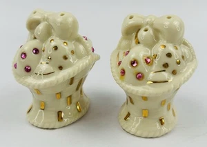 Lenox Porcelain Jeweled Easter Egg Basket Salt & Pepper Shakers - Picture 1 of 9