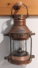 Original Antique Brass & Copper Anchor Oil Lamp Nautical Maritime Ship Lantern