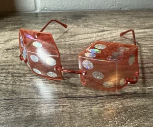 Dr. Peepers Red Dice Sunglasses Vintage Novelty Costume Gambling Craps - Picture 1 of 5