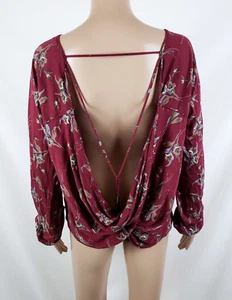Free People Rückenfreies Top Damen M Burgund Modal-Mix Boho Chic erdig fließend - Bild 1 von 11