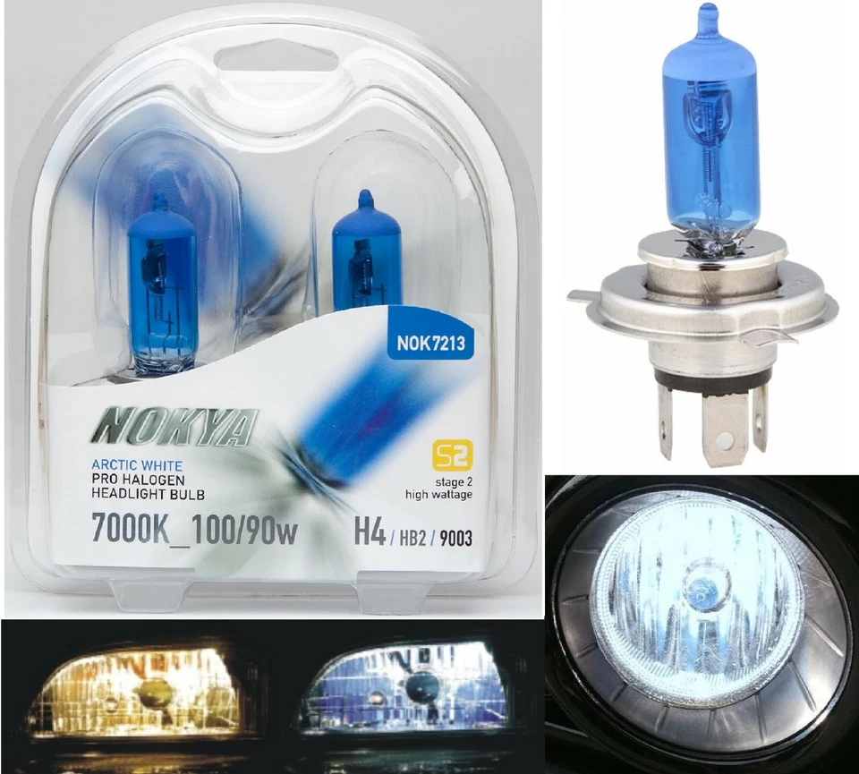 Nokya 7000K White 9003 HB2 H4 Nok7213 100/90W Two Bulbs Head Light High Low Beam - Image 1 of 4