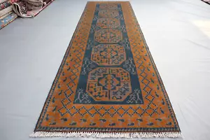 3x9 "Central Asian Wool Runner – Traditional Geometric Design with Rich Colors" - Picture 1 of 13