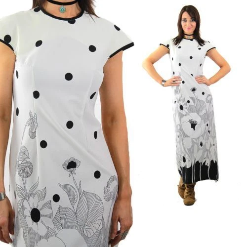 Vestido boho vintage años 70 cottagecore estampado floral vestido pradera Foto 1 de 4