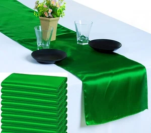 10 Corredores de Mesa Verde Satinado 12" X 108" Boda B'day Fiesta Mesa Decoración - Imagen 1 de 6