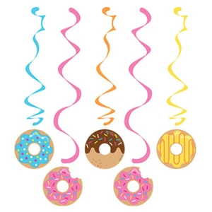 Donut Party Supplies Time Dizzy Danglers Hanging Swirls 5 Pack Birthday Girl  - Picture 1 of 1