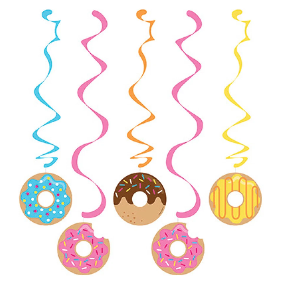 Donut Party Supplies Time Dizzy Danglers Hanging Swirls 5 Pack Birthday Girl  - Image 1 of 1