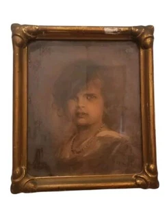 Antique Franz von Lenbach Portrait "Yella" - Sepia Toned Child's Portrait, Ornat - Picture 1 of 15
