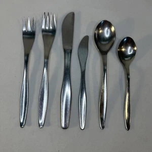 WMF FRASER LAUREL MIDCENTURY MCM  GERMANY CROMARGAN STAINLESS FLATWARE 6 Pc Lot - Picture 1 of 20