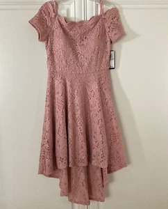 Mujer CITY STUDIO Alto Bajo Baile de graduación, Vestido de Boda Encaje Rosa/Plateado Talla 12 Nuevos - Imagen 1 de 2