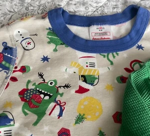 PJ TOP LOT 2pc Hanna Andersson Organic Cotton Christmas Holiday Monsters 160 14y - Picture 1 of 10