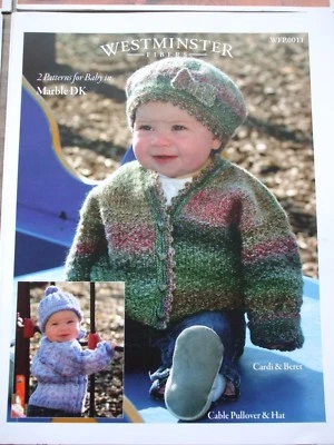 2 Adorable Baby Sweater Set Patterns- Cardi & Beret, Cable Pullover & Hat - RARE - Image 1 of 2