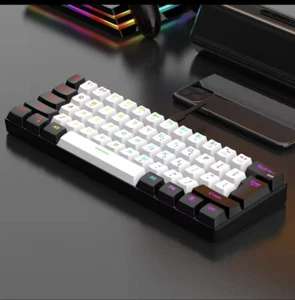 60% wired gaming keyboard, RGB backlight ultra compact mini keyboard,waterproof - Picture 1 of 3